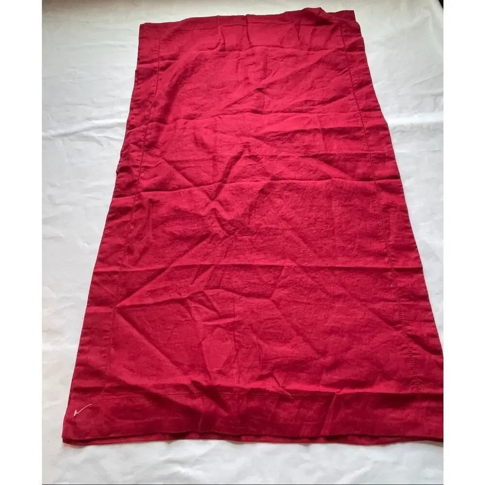 2 Pottery Barn KING Belgian Flax Linen Red Berry Shams